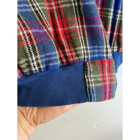 Vintage Wool Plaid Jacket M Blue Checks Retro Academia Resort Classic Bomber 80s - Picture 7 of 15